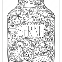 printable spring in a jar pdf coloring page