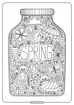 Printable Spring in a Jar Pdf Coloring Page