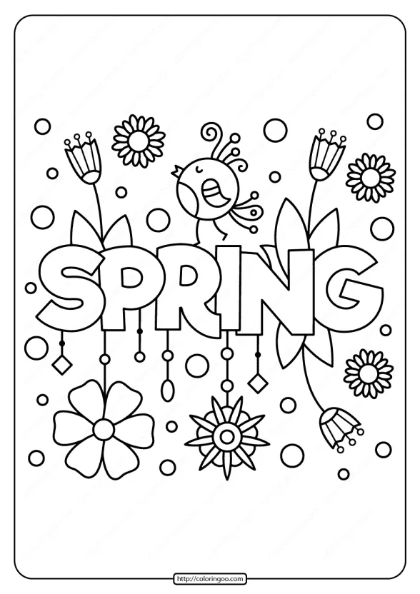 printable spring pdf coloring page