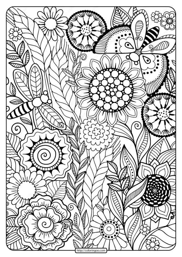 Printable Summer Flowers Pdf Coloring Page 1 printable summer flowers pdf coloring page