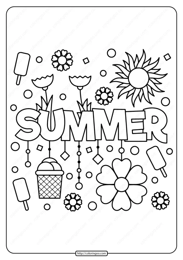 Free Printable Summer Pdf Coloring Page 1 printable summer pdf coloring page