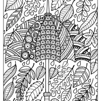 printable umbrella and leaves coloring page