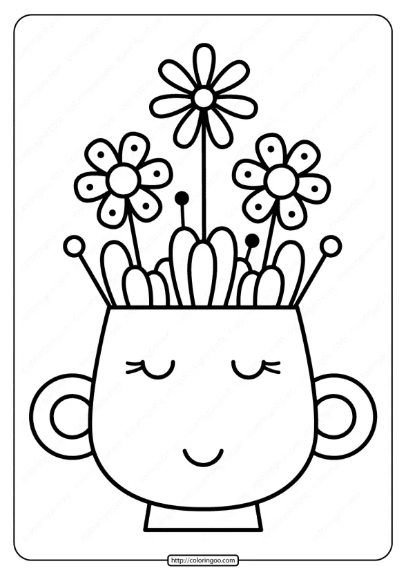 Printable Vase with Spring Flowers Coloring Page 1 printable vase with spring flowers coloring page