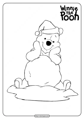 Printable Winnie the Pooh Santa Coloring Page