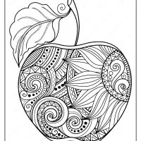 printable zentangle apple pdf coloring page