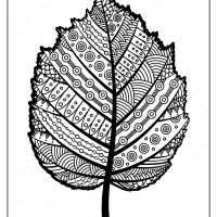 printable zentangle hazel leaf pdf coloring page