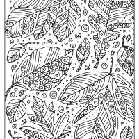 printable zentangle leaves coloring page book