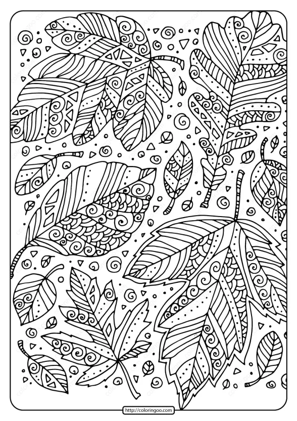 Printable Zentangle Leaves Coloring Page 1 printable zentangle leaves coloring page book