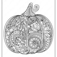 printable zentangle pumpkin coloring page