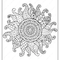 printable zentangle sun pdf coloring page