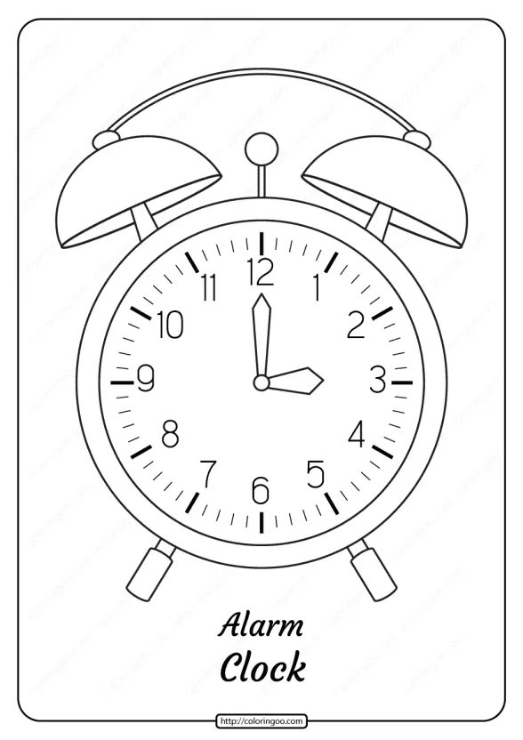 Free Printable Alarm Clock Pdf Coloring Page 1 free printable alarm clock outline coloring page