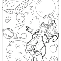 free printable astronaut in space pdf coloring page