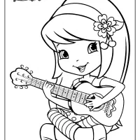 free printable cherry jam playing the guitar coloring page