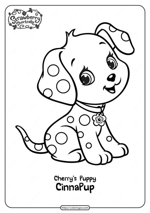 Free Printable Cherry's Puppy Cinnapup Coloring Page 1 free printable cherrys puppy cinnapup coloring page
