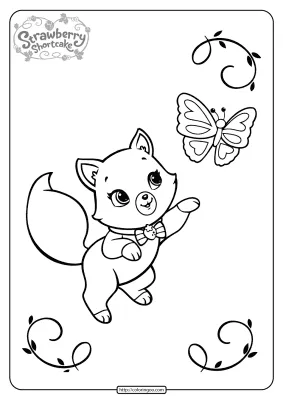 Custard Playing with a Butterfly Coloring Page