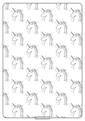 Printable Cute Cartoon Unicorn Pattern Pdf Coloring