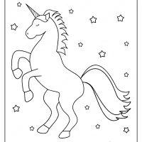 free printable cute unicorn with stars coloring page