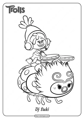 Free Printable Trolls Dj Suki Pdf Coloring Page