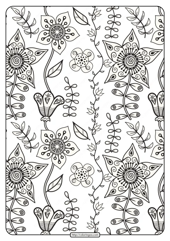 Free Printable Floral Pattern Pdf Coloring Page 1 free printable floral pattern pdf coloring page