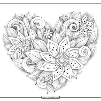 free printable flower heart pdf coloring page