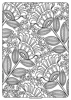Free Printable Four Big Flowers Pdf Coloring Page