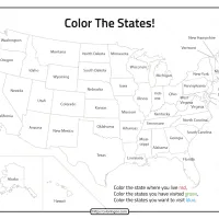 free printable geography color the states in usa worksheet