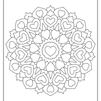 free printable heart mandala pdf coloring page
