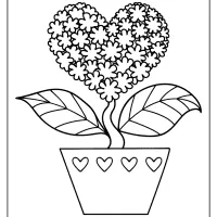 free printable heart shaped flower coloring pages