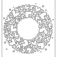 free printable heart wreath pdf coloring page