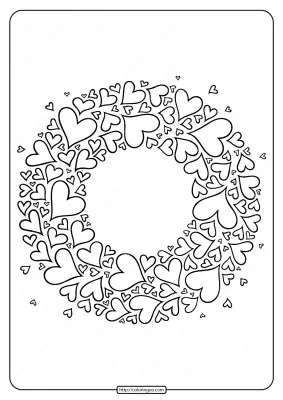 Free Printable Heart Wreath Pdf Coloring Page