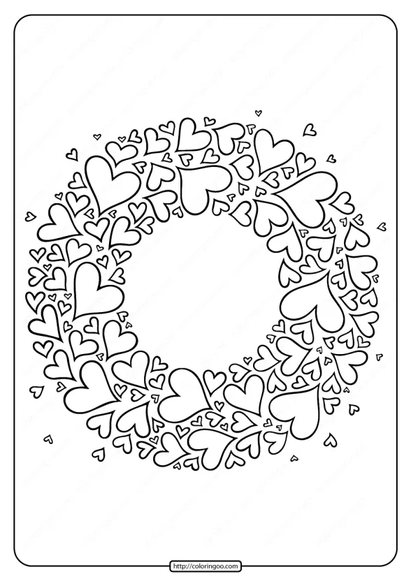 Free Printable Heart Wreath Pdf Coloring Page 1 free printable heart wreath pdf coloring page