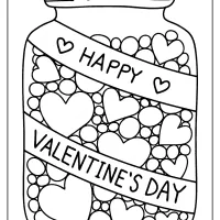 free printable hearts in a jar coloring pages