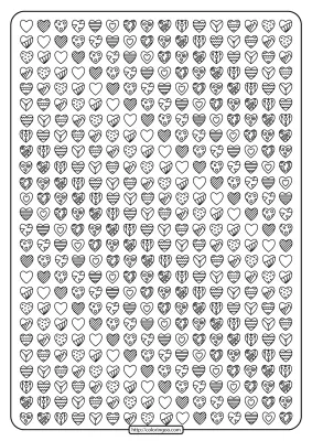 Free Printable Lots of Hearts Pdf Coloring Page