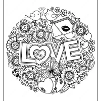 free printable love circle pdf coloring page