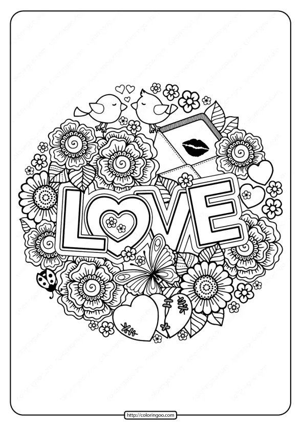 Free Printable Love Circle Pdf Coloring Page 1 free printable love circle pdf coloring page