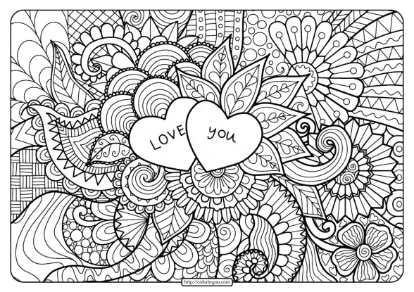 Free Printable Love You Zentangle Pdf Coloring Page 1 free printable love you zentangle pdf coloring page e1589297523447