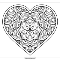free printable mandala heart pdf coloring page