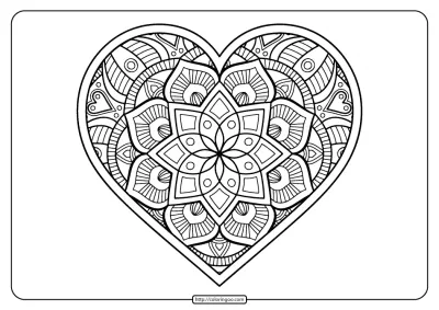 Free Printable Mandala Heart Pdf Coloring Page
