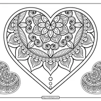 free printable mandala hearts pdf coloring page