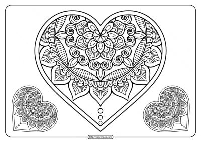 Free Printable Mandala Hearts Pdf Coloring Page