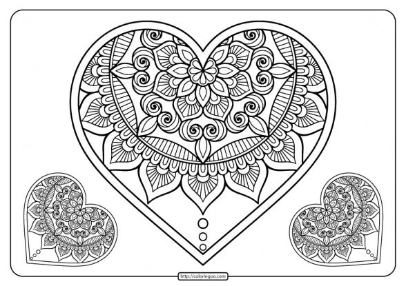 Free Printable Mandala Hearts Pdf Coloring Page 1 free printable mandala hearts pdf coloring page