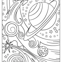 free printable rocket and planets pdf coloring page
