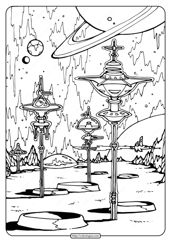 Free Printable Space City Pdf Coloring Page 1 free printable space city pdf coloring page