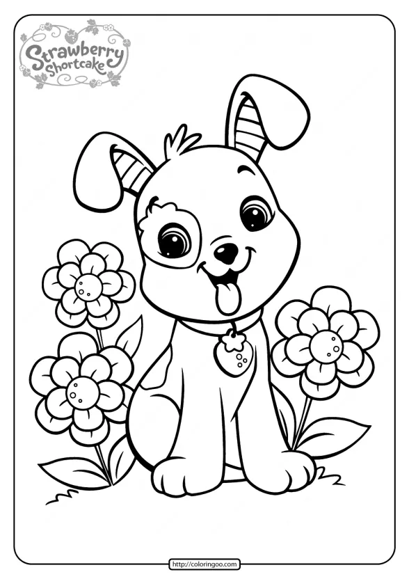 free printable strawberry pupcake coloring page