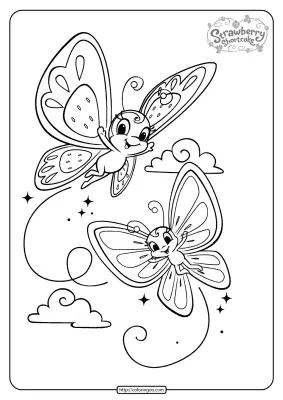 Printable Strawberry Shortcake Butterflies Coloring