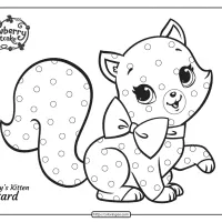 free printable strawberrys pet kitten custard coloring page