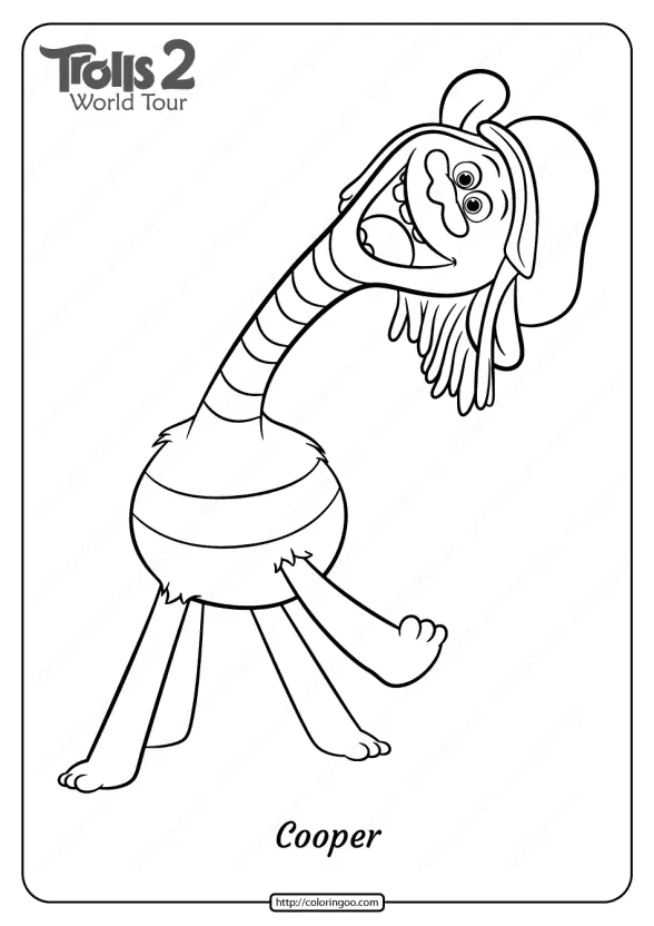 free printable trolls 2 cooper pdf coloring page