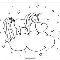 free printable unicorn nuzzles heart coloring page