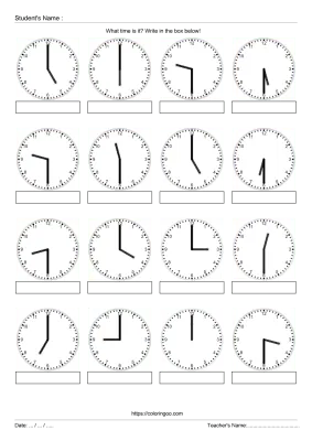 Free Printable What Time Is It Exercise Worksheet 05