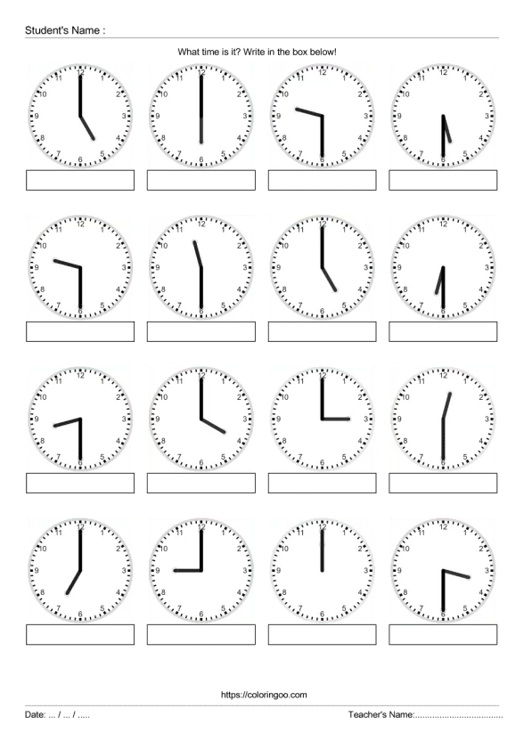 Free Printable What Time Is It Exercise Worksheet 05 1 free printable what time is it exercise worksheet 05